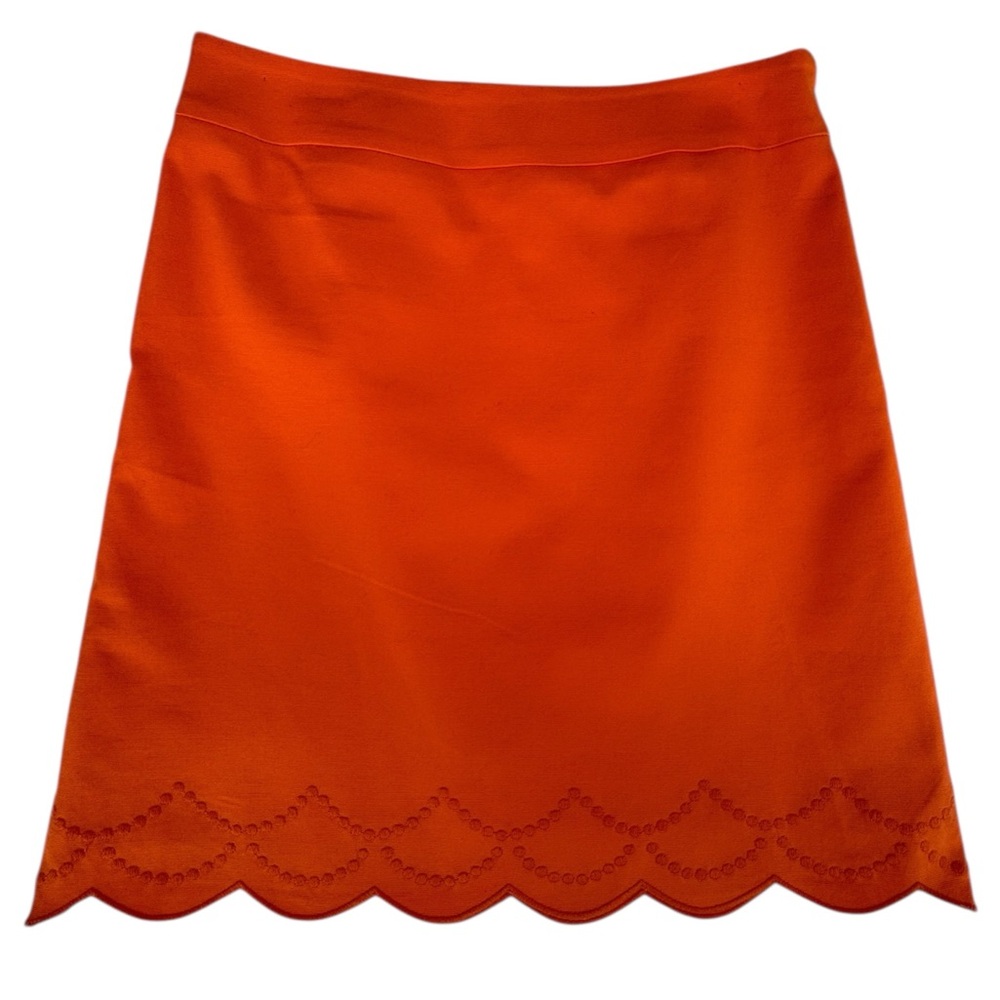 Talbots VTG Petite Bright Orange A-Line Mini Skirt Scalloped Hem Women's Size 0P